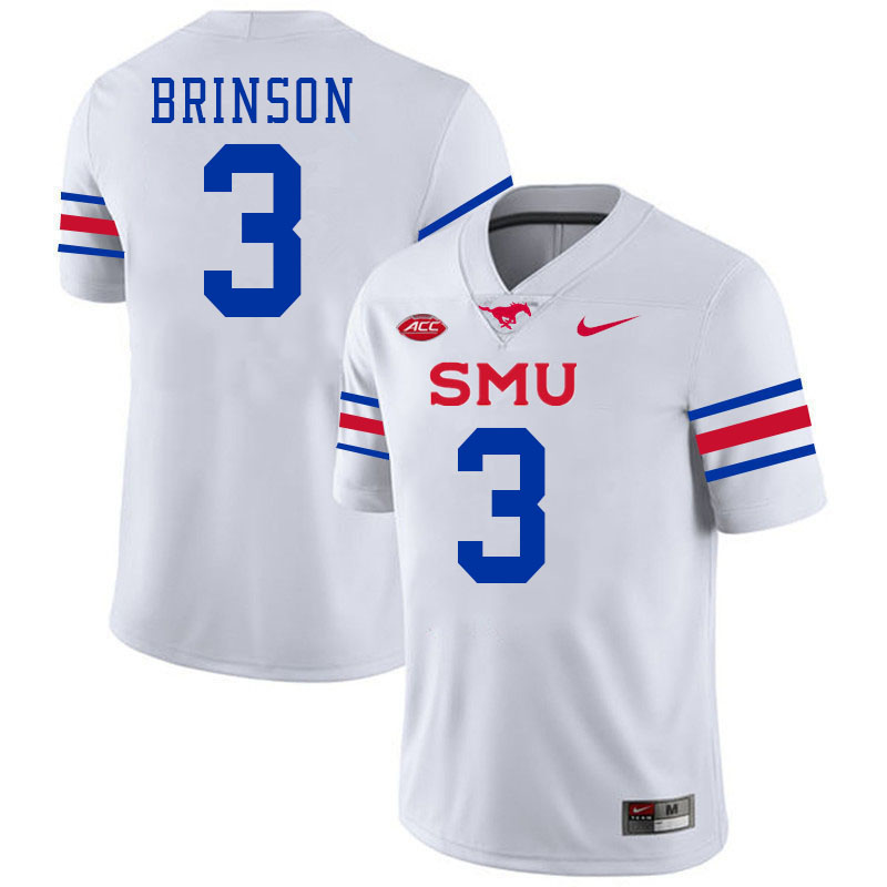 SMU Mustangs #3 Romello Brinson Jersey College Football Uniforms-White